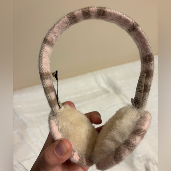 Burberry Pink and Cream Plaid Earmuffs - Picture 1 of 3
